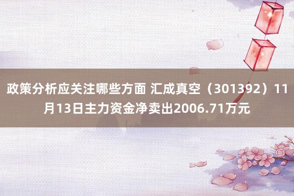 政策分析应关注哪些方面 汇成真空（301392）11月13日主力资金净卖出2006.71万元