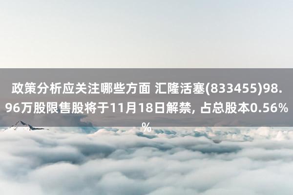 政策分析应关注哪些方面 汇隆活塞(833455)98.96万股限售股将于11月18日解禁, 占总股本0.56%