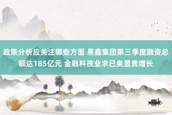 政策分析应关注哪些方面 易鑫集团第三季度融资总额达185亿元 金融科技业求已矣显贵增长