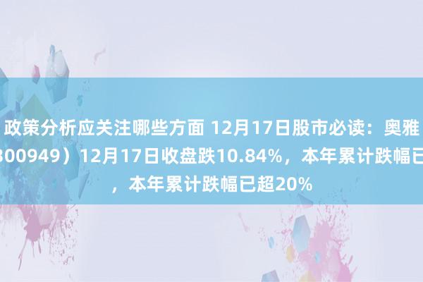 政策分析应关注哪些方面 12月17日股市必读：奥雅股份（300949）12月17日收盘跌10.84%，本年累计跌幅已超20%