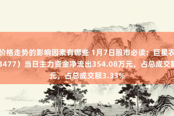 价格走势的影响因素有哪些 1月7日股市必读：巨星农牧（603477）当日主力资金净流出354.08万元，占总成交额3.33%