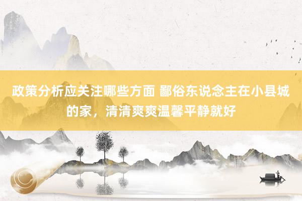 政策分析应关注哪些方面 鄙俗东说念主在小县城的家，清清爽爽温馨平静就好