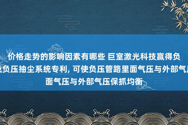 价格走势的影响因素有哪些 巨室激光科技赢得负压达成阀及负压抽尘系统专利, 可使负压管路里面气压与外部气压保抓均衡