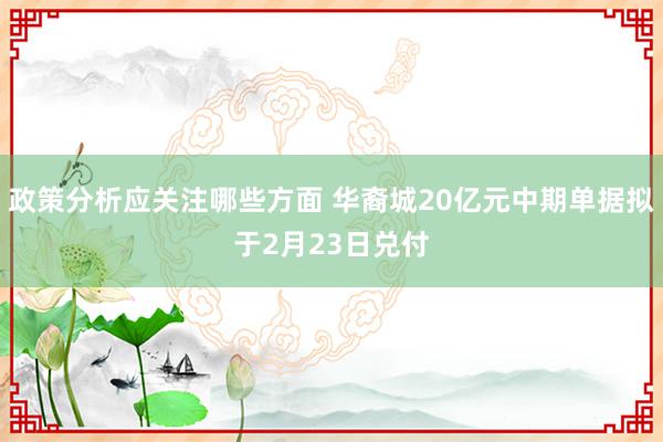 政策分析应关注哪些方面 华裔城20亿元中期单据拟于2月23日兑付