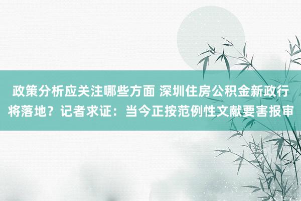 政策分析应关注哪些方面 深圳住房公积金新政行将落地？记者求证：当今正按范例性文献要害报审