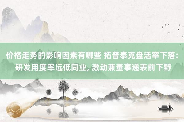 价格走势的影响因素有哪些 拓普泰克盘活率下落: 研发用度率远低同业, 激动兼董事递表前下野