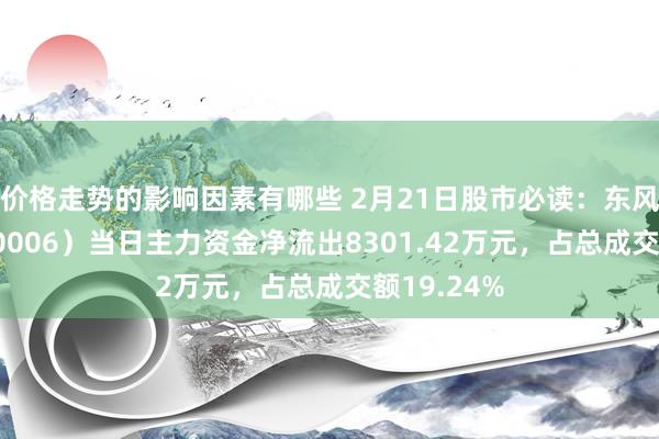 价格走势的影响因素有哪些 2月21日股市必读：东风股份（600006）当日主力资金净流出8301.42万元，占总成交额19.24%