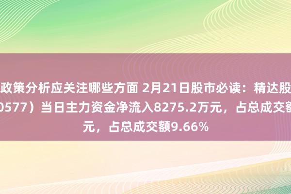 政策分析应关注哪些方面 2月21日股市必读：精达股份（600577）当日主力资金净流入8275.2万元，占总成交额9.66%