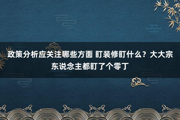 政策分析应关注哪些方面 盯装修盯什么？大大宗东说念主都盯了个零丁