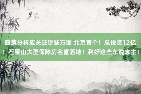 政策分析应关注哪些方面 北京首个！总投资12亿！石景山大型保障房名堂落地！利好这些东说念主！