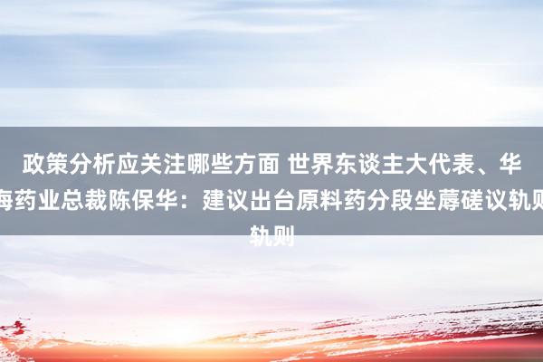 政策分析应关注哪些方面 世界东谈主大代表、华海药业总裁陈保华：建议出台原料药分段坐蓐磋议轨则