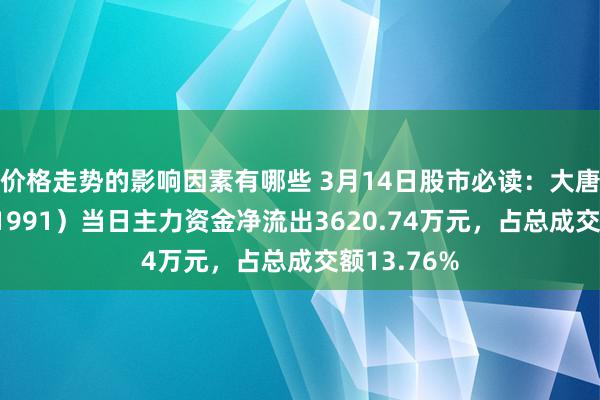 价格走势的影响因素有哪些 3月14日股市必读：大唐发电（601991）当日主力资金净流出3620.74万元，占总成交额13.76%